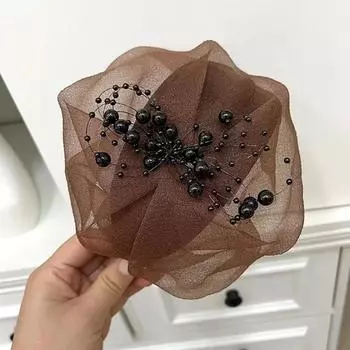 Элегантная полушляпа повязка на голову во французском стиле ретро, обруч для волос, вечеринка, повязка для волос для женщин и девочек, темпераментный головной убор, аксессуары для волос темно-синий