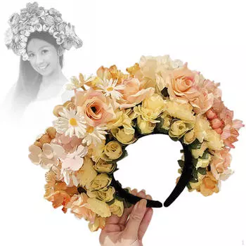 Элегантная повязка на голову с цветочным принтом для женщин – модный аксессуар для волос жёлтый