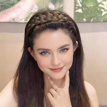 Элегантная повязка на голову с косой «рыбьей кость», широкая нескользящая повязка для волос с зубцами, аксессуар для придания объема с верхним узлом ручной работы чёрный