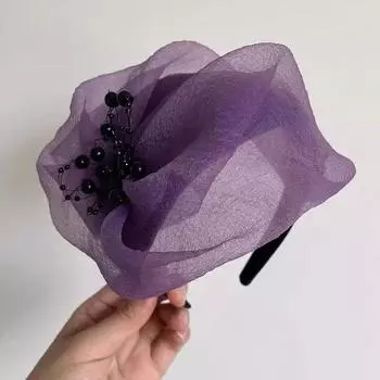 Элегантная повязка на голову в виде полушляпы, французский ретро-обруч для волос, ободок для вечеринки, головной убор фиолетовый