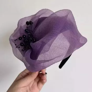 Элегантная повязка на голову в виде полушляпы, французский ретро-обруч для волос, ободок для вечеринки, головной убор темно-синий