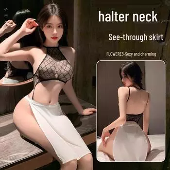 Элегантная прозрачная ночная сорочка-боди с халтером One Size