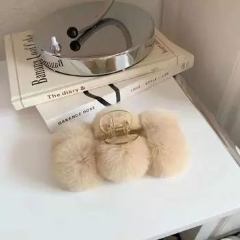 Элегантная пушистая шпилька: Большая плюшевая заколка для волос из искусственного меха кролика Рекс для создания шикарного образа small square grab clip чёрный