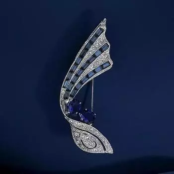 Элегантная ретро-брошь в виде синего ветровой флага, изысканный женский корсаж для костюма, изысканный дизайн, булавка для чувств, темперамент с ювелирными изделиями