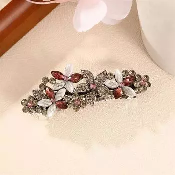 Элегантная ретро хрустальная заколка-автомат женская новая заколка для хвостика с цветком головной убор заколка для волос горизонтальная заколка