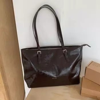 Элегантная ретро-сумка большой вместимости для поездок на работу и через плечо для женщин коричневый