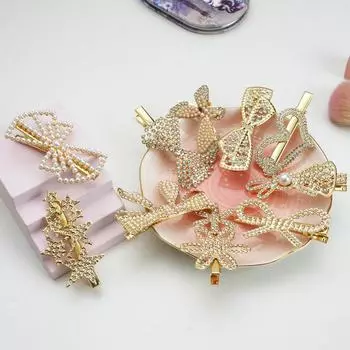 Элегантная ретро-заколка для волос с французским бриллиантовым бантом 09 Models