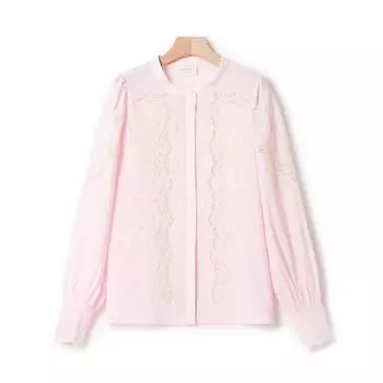 Элегантная рубашка из хлопка с длинными рукавами и круглым вырезом от Szane Medium розовый