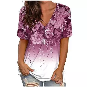 Элегантная рубашка в стиле манга с V-образным вырезом для женщин, топы holgados con estampado с цветочным принтом в 3D, различные цвета XS