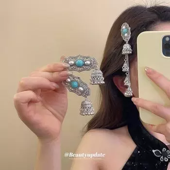 Элегантная серебряная заколка для волос с кисточкой и жемчугом - модный аксессуар высокого класса single short tassel серебряный