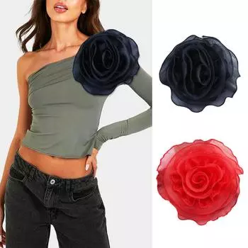 Элегантная сетчатая кружевная окантовка с большим цветком, брошь, модная тканевая булавка с цветком и кружевными краями, современный цветочный корсаж, булавка на лацкан бежевый