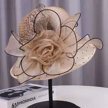 Элегантная сетчатая шляпа с бусинами и цветами для женщин — дышащая, легкая и портативная — идеально подходит для свадеб, чаепитий и лета