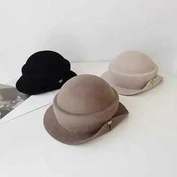 Элегантная шерстяная шляпа с гофрированными краями, женская осенне-зимняя шляпа в стиле ретро Хепберн, модная теплая панама, шляпа-тазик, прилив Adjustable верблюд