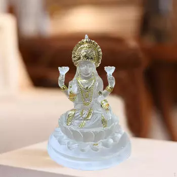 Элегантная скульптура индуистской богини из смолы - высота 11 см, идеально подходит для декора дома и сада Translucent