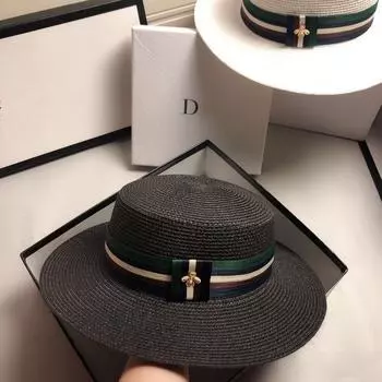 Элегантная соломенная шляпа с плоским верхом, женская летняя шляпа в британском стиле для отдыха на море с защитой от солнца белый