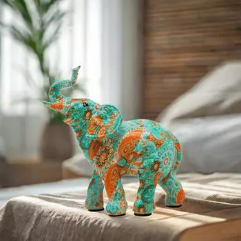 Элегантная статуя слона для домашнего декора - художественная скульптура животного, центральный элемент гостиной коричневый