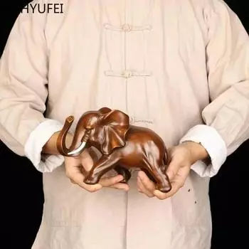 Элегантная статуя слона из смолы по фен-шуй, статуэтка, приносящая удачу и богатство, украшения, подарок для домашнего офиса, украшение рабочего стола