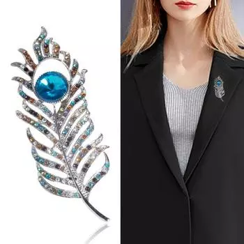 Элегантная стильная брошь со стразами и перьями, брошь для костюма, аксессуары для костюма
