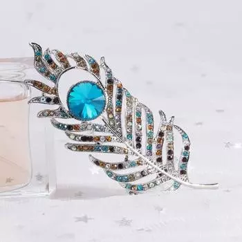 Элегантная стильная брошь со стразами и перьями, брошь для костюма, аксессуары для костюма