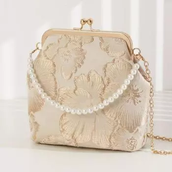 Элегантная сумка-чеонгсам с жемчужной цепочкой: Стильная женская сумка через плечо в стиле ханьфу