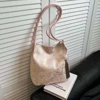 Элегантная сумка через плечо в китайском стиле, тканевая сумка-чеонгсам, переносная сумка-тоут с вышивкой, повседневная розовый