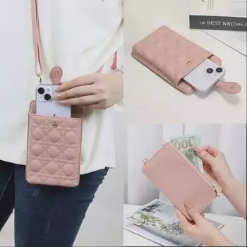 Элегантная сумка для телефона через плечо в японско-корейском стиле с регулируемым ремешком и вышитым дизайном чёрный