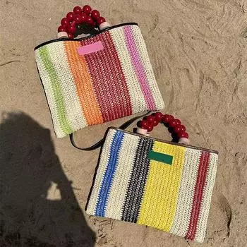 Элегантная сумка из соломенной ткани для женщин, повседневная праздничная сумка, сумки с верхней ручкой, ретро-сумки на плечо