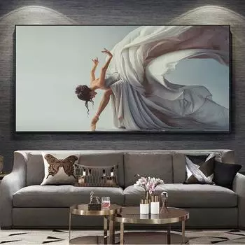 Элегантная танцующая балерина, холст, картина, современная танцовщица, плакаты для девочек, принты, настенная художественная картина для гостиной, домашний декор, Cuadros 20x40cm Unframed