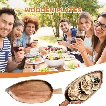 Элегантная тарелка для закусок из цельного дерева, сервировочный поднос, столовая посуда, десертная тарелка для пиццы/суши/стейка