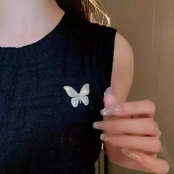 Элегантная темпераментная брошь, булавки для женщин, блестящая бабочка, корсаж, ювелирные изделия для свадебной вечеринки, лучший подарок серебряный