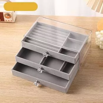 Элегантная трехслойная акриловая шкатулка для хранения украшений, легко собирается и хранит кольца, ожерелья, браслеты | Прямоугольная витрина, шкатулка для украшений