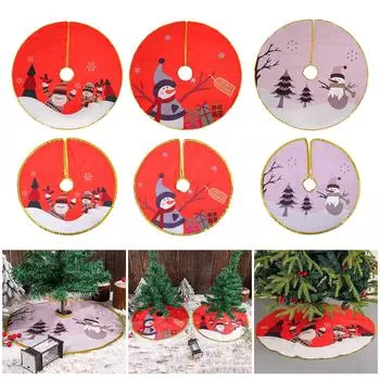 Элегантная юбка для рождественской елки с золотой отделкой Красивая юбка для рождественской елки с золотой отделкой Чехол для елки для праздничной обстановки D