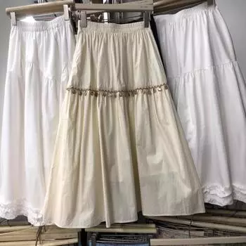 Элегантная юбка-ракушка с бахромой на резинке, средней и длинной длины, женская юбка в этническом стиле в стиле бохо one size fits all белый