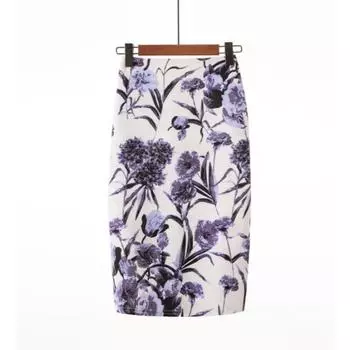Элегантная юбка с принтом, темпераментная женская модная юбка с цветочным принтом и сумкой, сексуальная летняя юбка в стиле ретро S
