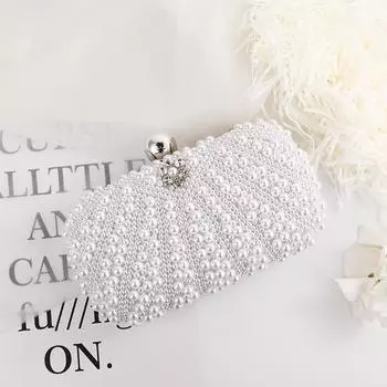 Элегантная вечерняя сумочка на цепочке с жемчугом - модный европейский и американский стиль