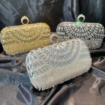 Элегантная вечерняя сумочка с кисточками и стразами для свадеб и вечеринок серебряный