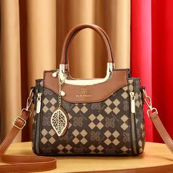 Элегантная винтажная сумка с принтом для женщин, универсальная фактурная сумка через плечо на одно плечо для путешествий