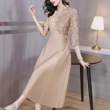 «Элегантная вышитая юбка для свадебного платья свекрови — коллекция лето 2024» XXXL шампанского