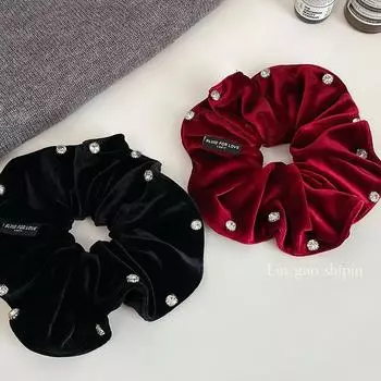 Элегантная высококачественная бархатная повязка для волос со стразами на осень и зиму чёрный