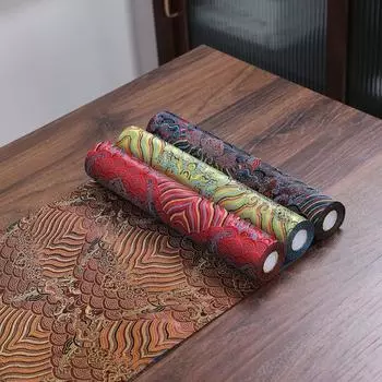 Элегантная высококачественная скатерть, ретро-подставка для рабочего стола, креативный парчовый чайный коврик, чайный домик S синий