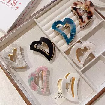 Элегантная заколка для волос из ацетата в форме сердца — универсальный, высококачественный аксессуар для волос F1237 абрикосовый