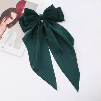 Элегантная заколка для волос с бантом и лентой для женщин, модная однотонная атласная пружинная заколка, простая заколка для волос с зажимами, аксессуары для волос для девочек
