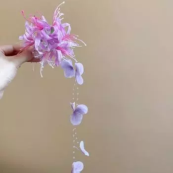 Элегантная заколка для волос с цветами и жемчугом, кисточками, аксессуары для платья, зажим-краб, длинный зажим-акула для женщин, супер сказочный, милый