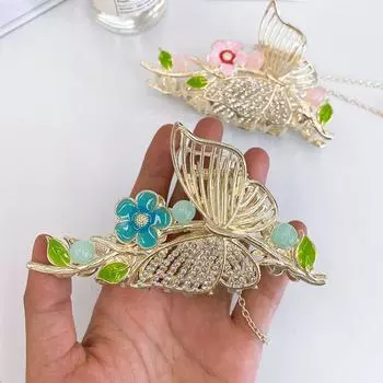 Элегантная заколка для волос с кисточкой и бабочкой, украшение, модные корейские кристаллы, металлические когти для волос, заколка для волос, женские милые аксессуары для волос, головные уборы