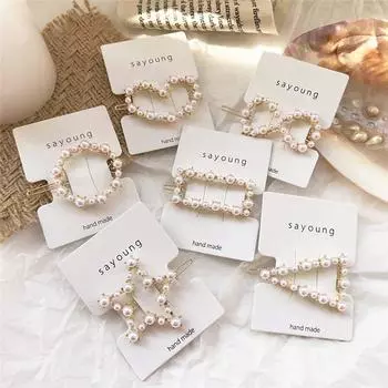 Элегантная заколка для волос с жемчугом и бантиком в стиле ретро, аксессуары для волос