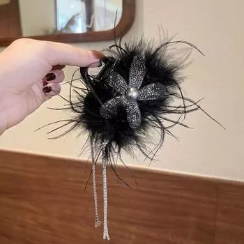 Элегантная заколка для волос в виде перьев принцессы для женщин, заколки-краб, головной убор с длинными кисточками, зажим для волос, женские аксессуары для волос