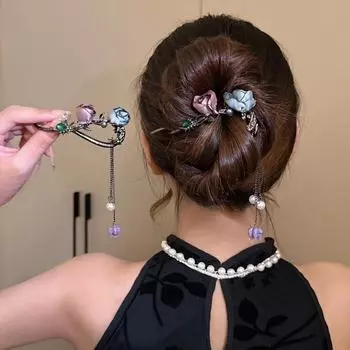 Элегантная заколка для волос в виде розы с креативным дизайном в виде спирали F1343