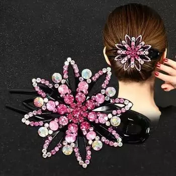 Элегантная заколка-краб для волос со стразами, длинная акриловая заколка-утиный нос для женщин, простой и изысканный аксессуар для волос 1PCS белый