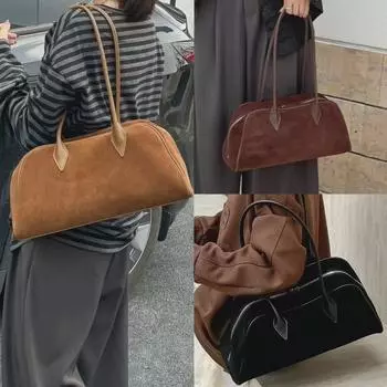 Элегантная замшевая женская сумка Boston Underarm Bag большой вместимости - модная, универсальная, матовая сумка через плечо