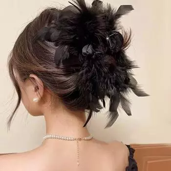 Элегантная застежка с перьями, новая мода, большие заколки для волос с когтями, заколки с заколками в виде акулы, заколки для девочек, французские аксессуары для волос